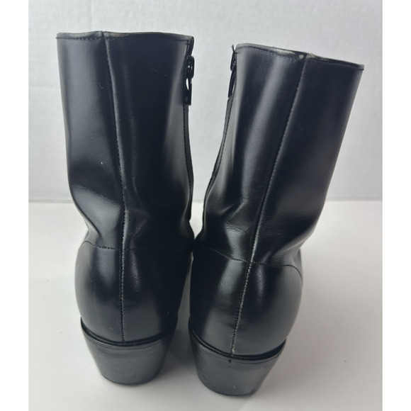 Long Haul Mens Black Leather Cowboy Boots Size 10M Western Zip Ankle Riding Heel - Picture 13 of 16